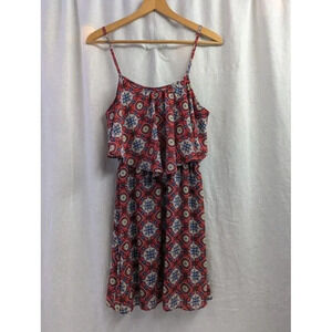 xhilaration kaleidoscope sun dress, orange, blue, white, women's size Medium D4